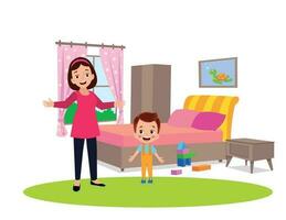 bedroom and kids vector illustration