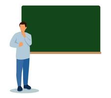 teacher in front of blackboard in classroom vector