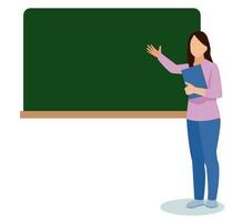 teacher in front of blackboard in classroom vector