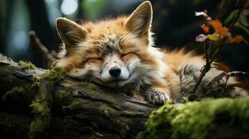 Fox is sleeping AI Generated photo