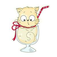 gato en un vaso con un Paja vector