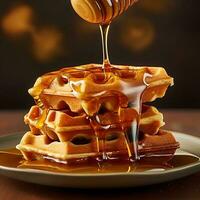 Waffles with Honey AI Generated photo