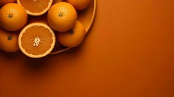 naranja en naranja antecedentes ai generado foto