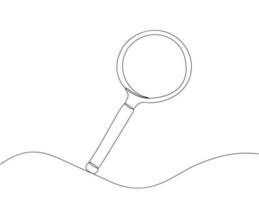 Magnifying glass in continuous one line drawing.Vector illustration vector