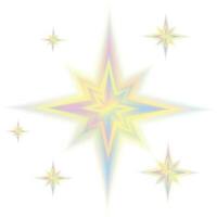 Y2k style shapes blurred gradient set. Aura aesthetic elements star, sun. Vector illustration