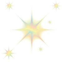 Y2k style shapes blurred gradient set. Aura aesthetic elements star, sun. Vector illustration