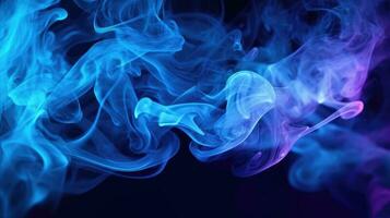 Neon Blue Smoke Background AI Generated photo