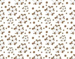 Vector fluffy soft cotton flower boll seamless pattern.