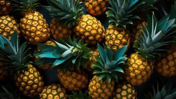 Pineapples fruit background AI Generated photo