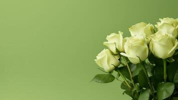 Green roses on green background AI Generated photo