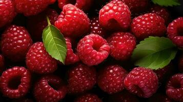 Raspberries background AI Generated photo