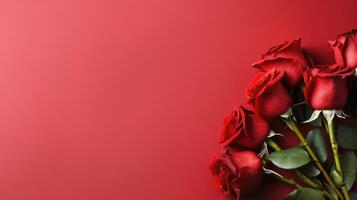 Red roses on red background photo