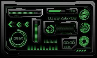 vector de futurista tecnología ciber hud tablero monitor verde neón ligero poder estado en gris diseño ultramoderno elemento