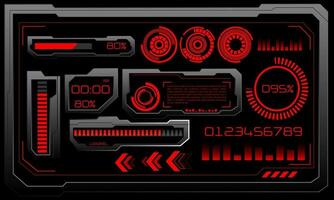 vector de futurista tecnología ciber hud tablero monitor rojo neón ligero poder estado en gris diseño ultramoderno elemento