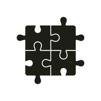 Square Puzzle Silhouette Icon. Jigsaw Pieces Matches Solid Sign. Logic Game, Teamwork, Idea Concept Glyph Pictogram. Solution, Challenge, Combination. Isolated Vector Illustration.