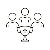Trophy for Winners Team Line Icon. Goblet, Award Cup for Success Champion Linear Pictogram. Win Competition Outline Symbol. Employee Leader Sign. Editable Stroke. Isolated Vector Illustration.