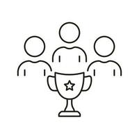 Trophy for Winners Team Line Icon. Goblet, Award Cup for Success Champion Linear Pictogram. Win Competition Outline Symbol. Employee Leader Sign. Editable Stroke. Isolated Vector Illustration.