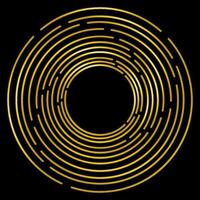 Golden concentric circles pattern on black background vector