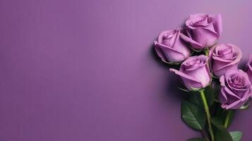 Purple roses on purple background AI Generated photo