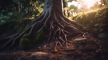 árbol raíces ai generado foto