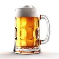 Glass Mug with Beer on White Backgroud AI Generated photo