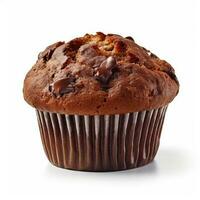 Chocolate Muffin Isolated on White Background AI Generated photo
