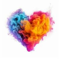 Colorful smoke heart Isolated on White Background AI Generated photo