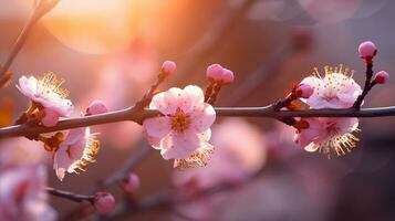 un cerca arriba sakura árbol ai generado foto