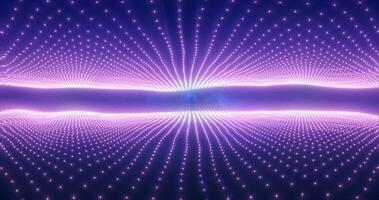 Abstract purple energy waves from particles above and below the screen magical bright glowing futuristic hi-tech background photo