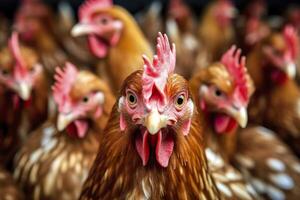 Chicken Farm with many healthy chicken and fresh eggs, photo