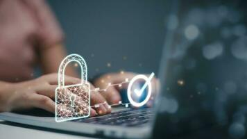 Protection network security computer and safe your data concept. Digital crime by an anonymous hacker photo