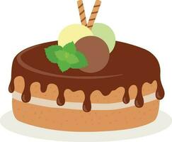 Illustration of a cake with ice cream vector