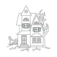 Halloween Outline Illustration , Hand Drawn Outline illustration for Coloring Book vector