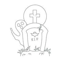 Halloween Outline Illustration , Hand Drawn Outline illustration for Coloring Book vector