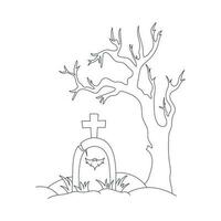 Halloween Outline Illustration , Hand Drawn Outline illustration for Coloring Book vector