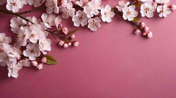 Sakura on Pink Background AI Generated photo