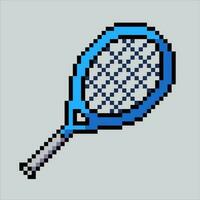 píxel Arte ilustración raqueta. pixelado tenis raqueta. Deportes tenis raqueta icono pixelado para el píxel Arte juego y icono para sitio web y vídeo juego. antiguo colegio retro vector