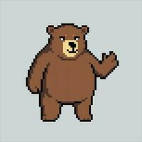 Pixel art illustration Bear. Pixelated Bear. Cute Bear animal icon pixelated for the pixel art game and icon for website and video game. old school retro. vector