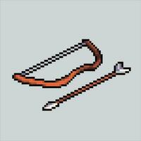 Pixel art illustration Bow. Pixelated Bow and arrow. Sports bow arrow icon pixelated for the pixel art game and icon for website and video game. old school retro. vector