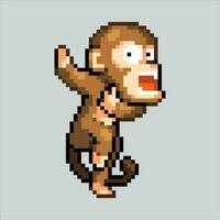 Pixel art illustration Monkey. Pixelated Monkey. Jungle Monkey animal icon pixelated for the pixel art game and icon for website and video game. old school retro. vector