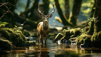 un ciervo en el bosque ai generado foto