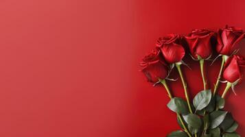 Red roses on red background AI Generated photo