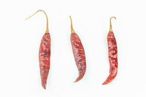 Dried red chili on white background. Clipping path included. photo