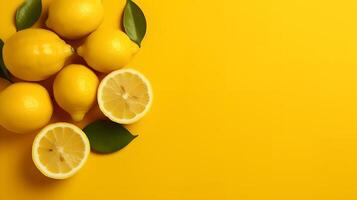 Lemon on Yellow Background AI Generated photo