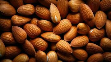 Fresh almonds background AI Generated photo