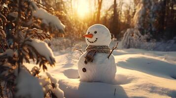 Snowman Background AI Generated photo