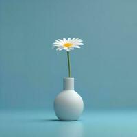 Small Daisy in a Vase in light Blue Backround AI Generated photo