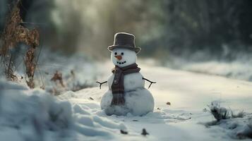 Snowman Background AI Generated photo
