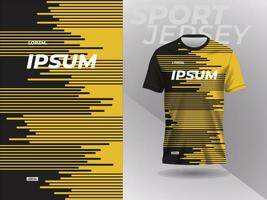 yellow black shirt sport jersey mockup template design for soccer, football, racing, gaming, motocross, cycling, and running vector