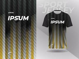 yellow black shirt sport jersey mockup template design for soccer, football, racing, gaming, motocross, cycling, and running vector